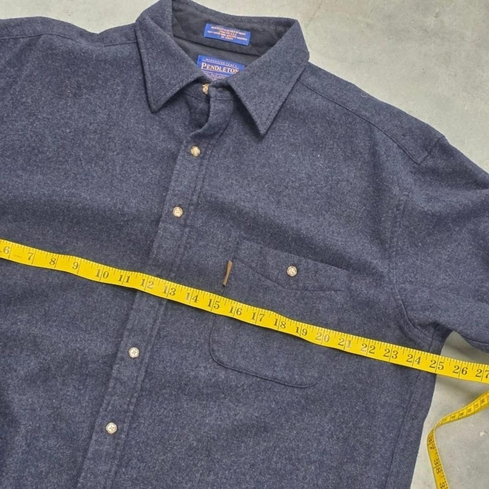 Pendleton navy blue button up shirt with brown elbow patches great condition - Picture 6 of 8